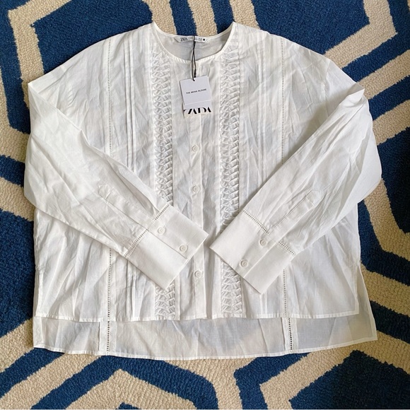 π ZARA IVORY PRRFORATED THE MONA BLOUSE! - Picture 9 of 16